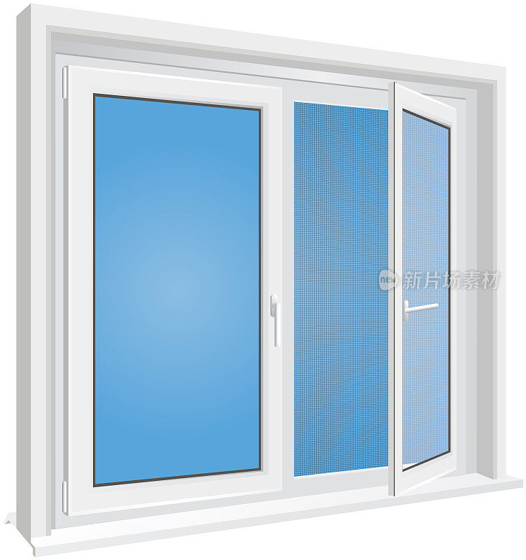 window with mosquito screen are on the white background